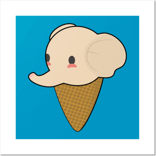 Kawaii ice cream is actually an Elephant Posters and Art